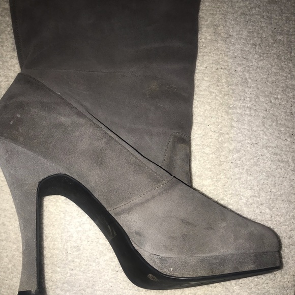 BCBG Tall Gray Suede Boots - Picture 2 of 3